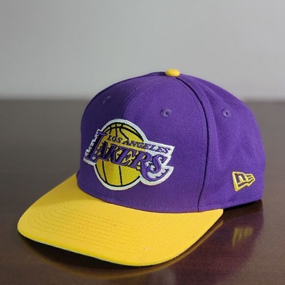 New Era NBA Los Angeles Lakers Purple Gold Snapback Hat Baseball Cap Kobe LeBron - Picture 9 of 11